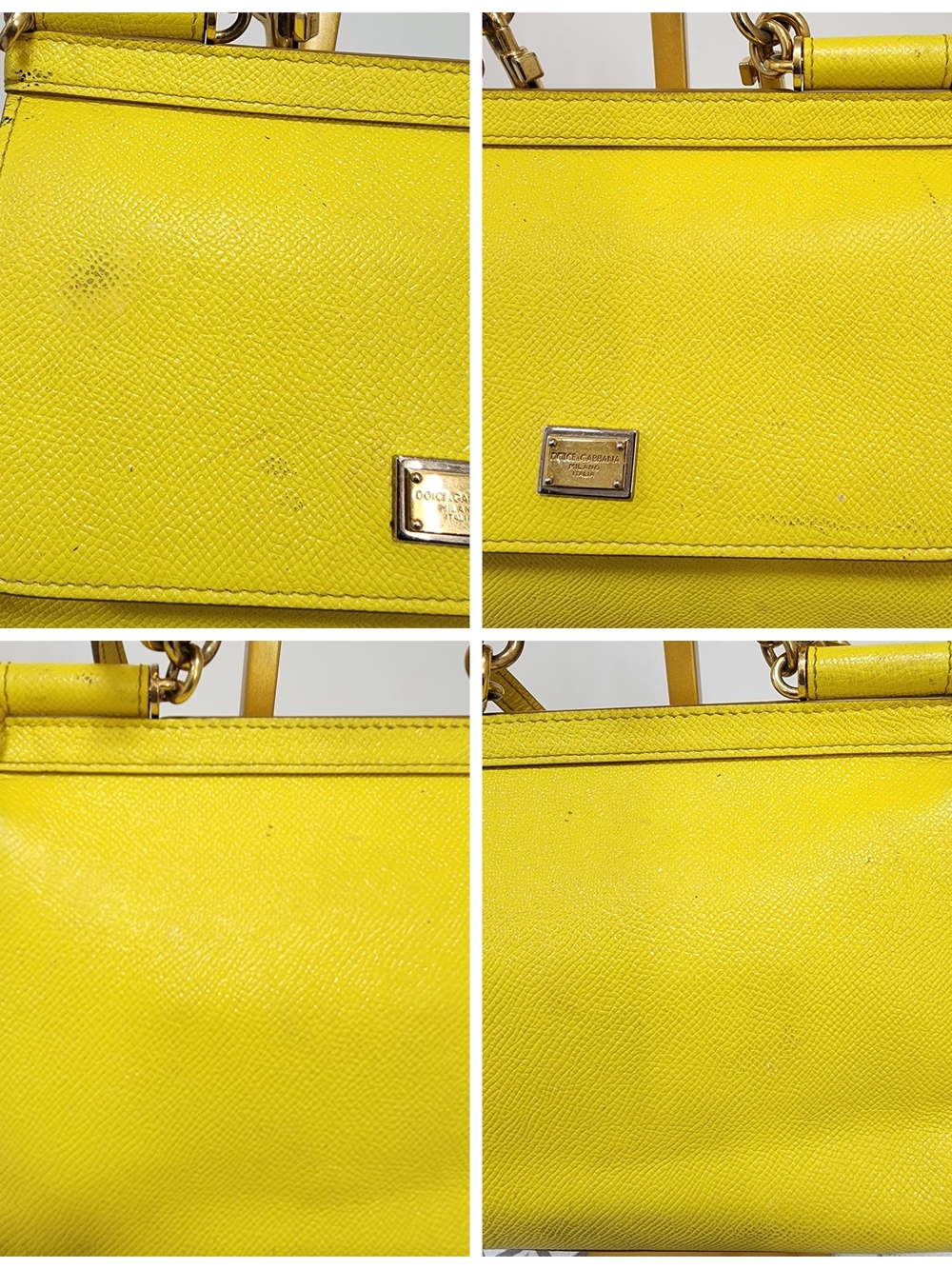 DOLCE & GABBANA Dauphine Small Miss Sicily Satchel Bag Yellow - Picture 10 of 16